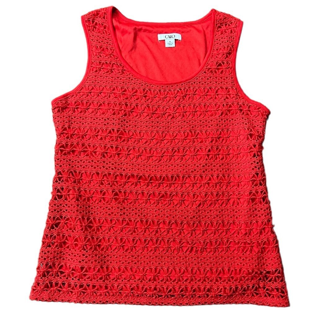 😊 3/$30 Cato Crochet Coral color Tank Top Sz M